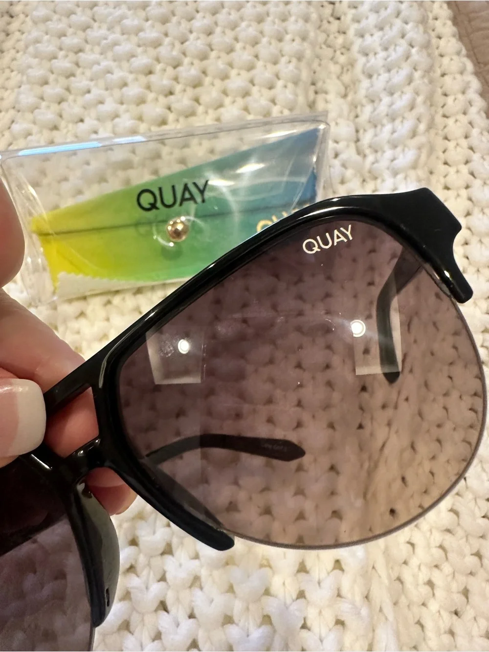 Quay Australia Black Aviator Sunglasses with Gradient Lenses
